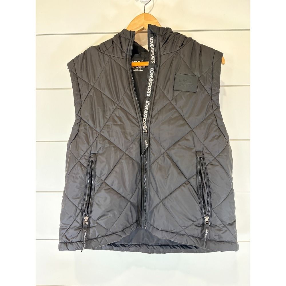 Love & Sports Women's Size M 8-10, Black Quilted Insulated Zip Up Vest